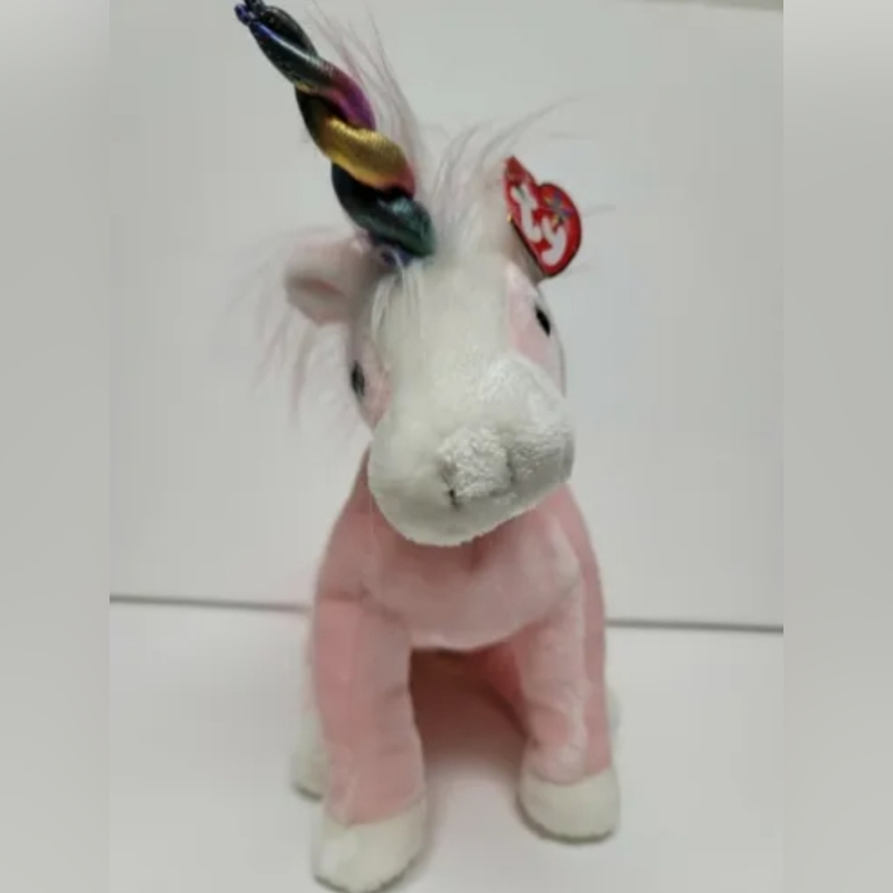 TY Beanie Buddy - Charmer The Unicorn 12"  Rainbow Horn